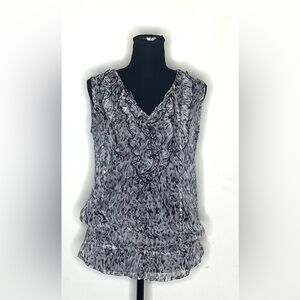 Quintessential- Black and White Ruffled Women's Blouse Size S